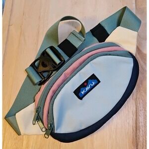 KAVU Sage & Pink Waist Bag - Compact Crossbody Fanny Pack